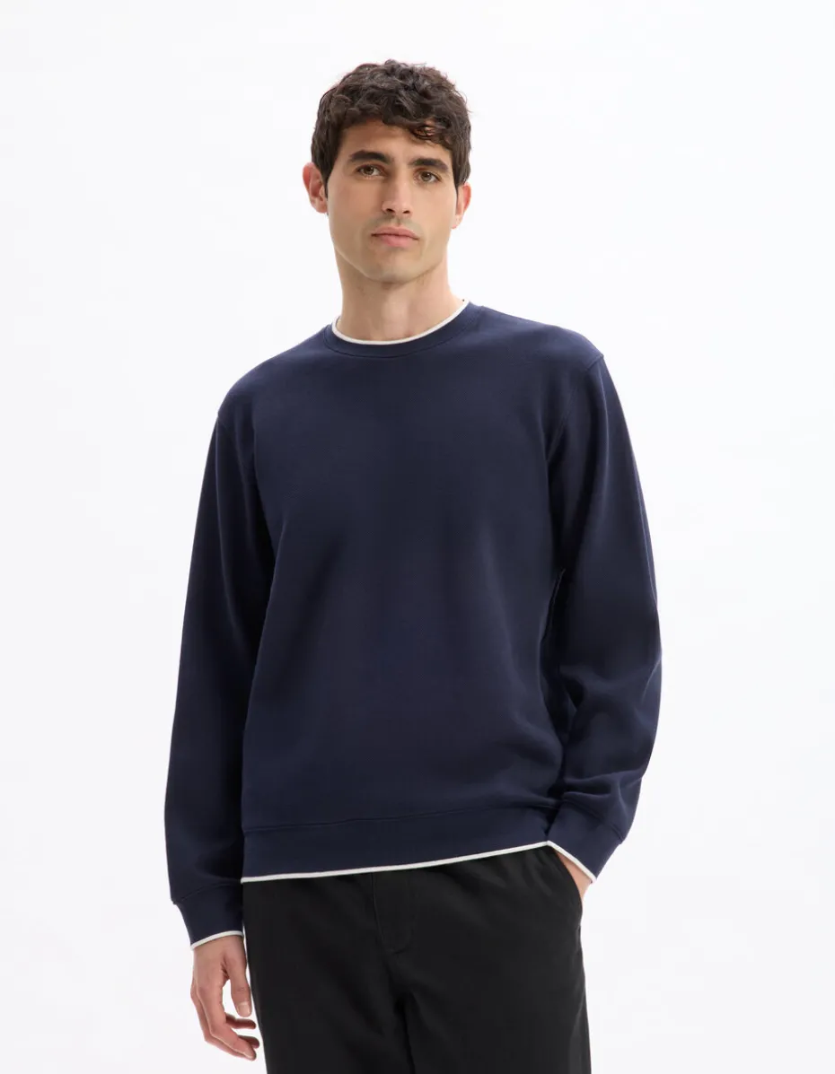 Regular ronde hals sweatshirt van katoenmix - marineblauw