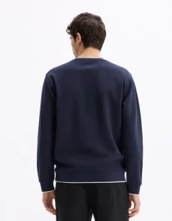 Regular ronde hals sweatshirt van katoenmix - marineblauw