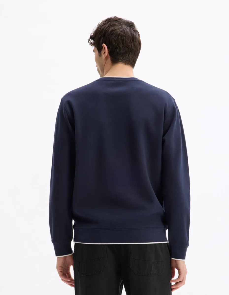 Regular ronde hals sweatshirt van katoenmix - marineblauw
