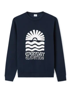 Regular ronde hals sweatshirt van katoenmix - marineblauw