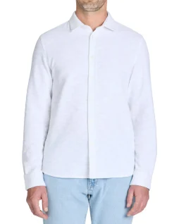 Regular shirt met katoenmix - wit