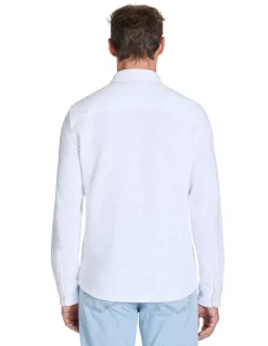 Regular shirt met katoenmix - wit
