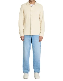 Regular shirt met katoenmix - beige