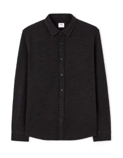 Regular shirt met katoenmix - zwart
