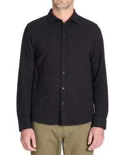 Regular shirt met katoenmix - zwart