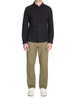 Regular shirt met katoenmix - zwart