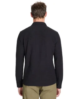 Regular shirt met katoenmix - zwart
