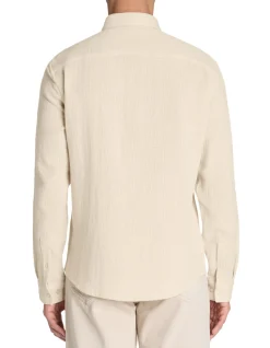 Regular slub overhemd 100% katoen - beige