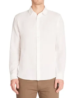 Regular slub shirt 100% katoen - wit