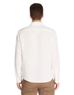 Regular slub shirt 100% katoen - wit