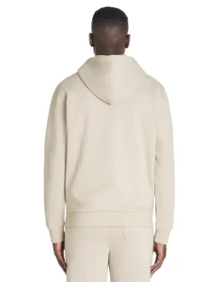 Regular sweatshirt met capuchon en rits van katoenmix - beige