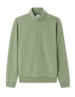 Regular sweatshirt met rits in katoenmix - groen