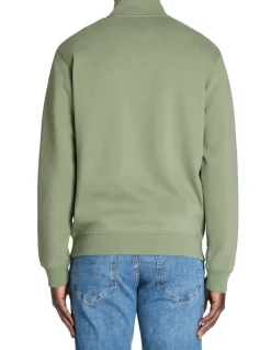 Regular sweatshirt met rits in katoenmix - groen