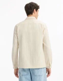 Regulare jacquard shirt 100% katoen - wit