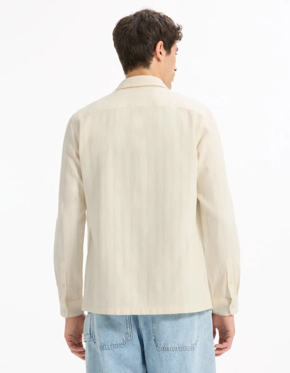Regulare jacquard shirt 100% katoen - wit