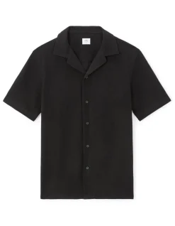Regular-fit effen jersey overhemd - zwart