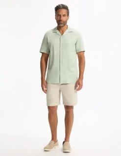 Regular-fit overhemd van 100% viscose - kaki