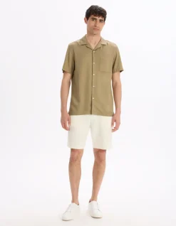Regular-fit overhemd van 100% viscose - beige
