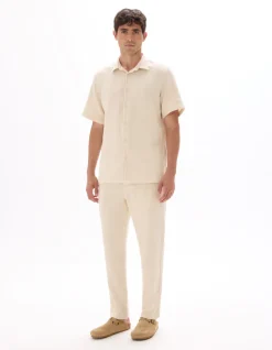Relaxed broek 100% katoen jacquard - écru