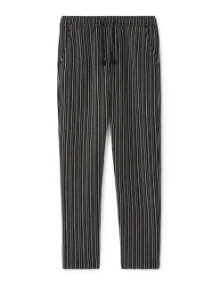 Relaxed katoenmix pantalon - zwart
