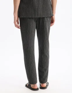 Relaxed katoenmix pantalon - zwart