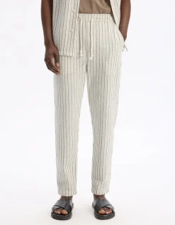 Relaxed katoenmix pantalon - ecru