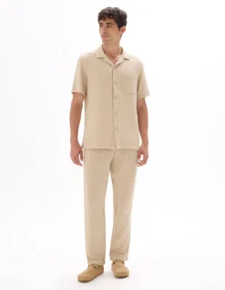 Relaxte broek 100% katoenen gaas - beige