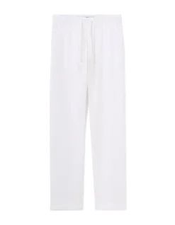 Relaxte broek 100% katoengaas - wit