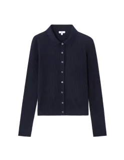 Ribgebreid vest - marineblauw