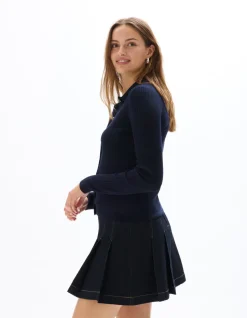 Ribgebreid vest - marineblauw