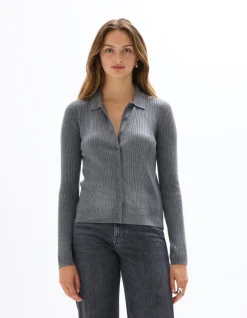 Ribgebreide gilet - grijs