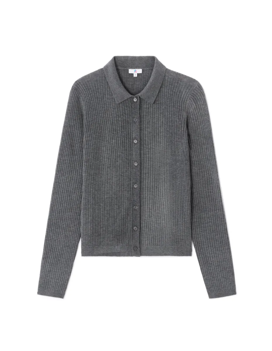 Ribgebreide gilet - grijs