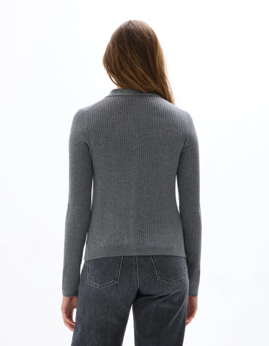 Ribgebreide gilet - grijs
