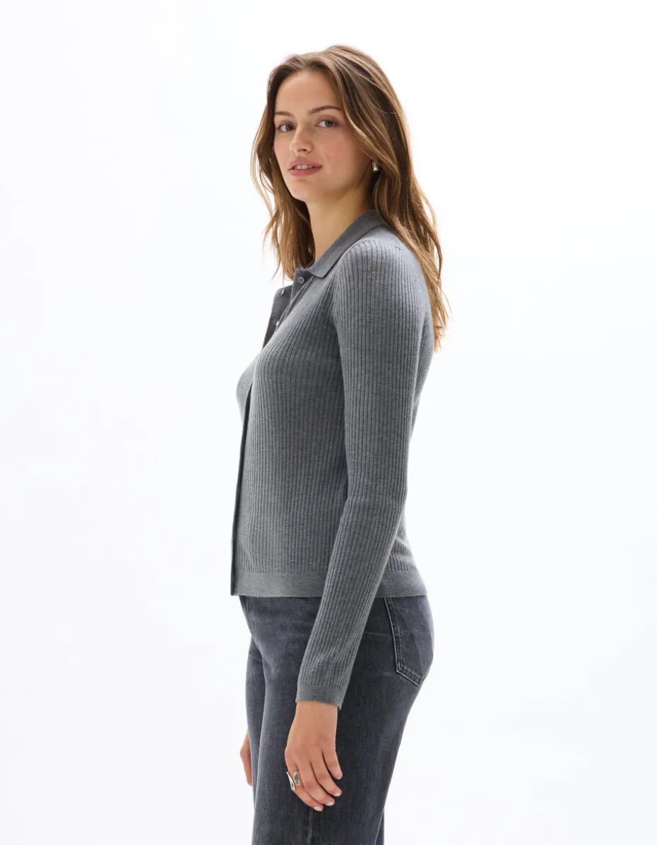 Ribgebreide gilet - grijs