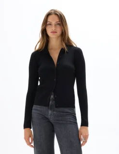 Ribgebreide gilet - zwart
