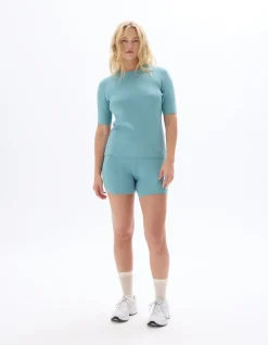 Ribgebreide short - blauw