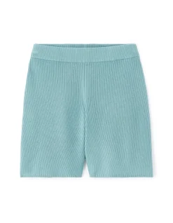 Ribgebreide short - blauw