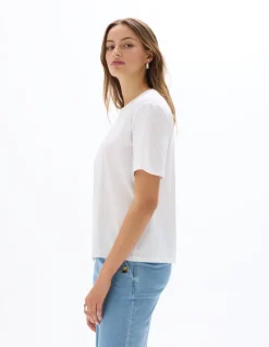 Ronde hals katoenen t-shirt - wit