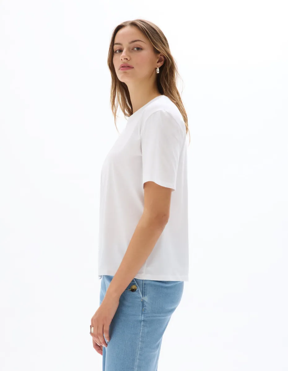 Ronde hals katoenen t-shirt - wit