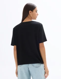 Ronde hals katoenen t-shirt - zwart