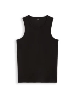 Ronde hals tanktop van stretchkatoen - zwart