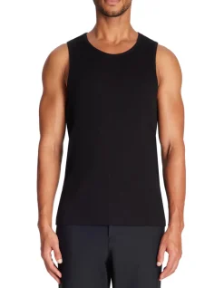 Ronde hals tanktop van stretchkatoen - zwart
