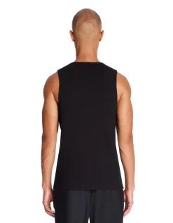 Ronde hals tanktop van stretchkatoen - zwart