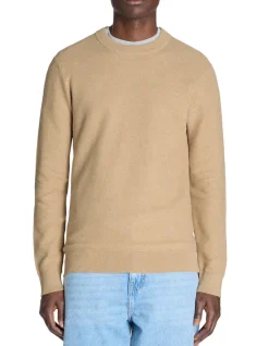 Ronde hals trui 100% katoen - beige