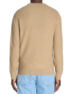 Ronde hals trui 100% katoen - beige