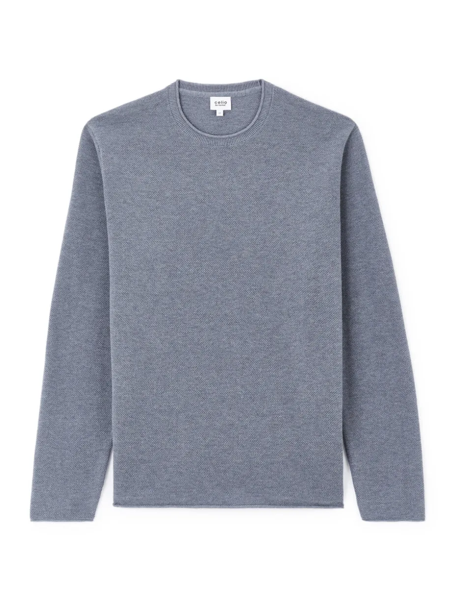 Ronde hals trui 100% katoen - blauw