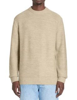 Ronde hals trui van gemengd katoen - beige