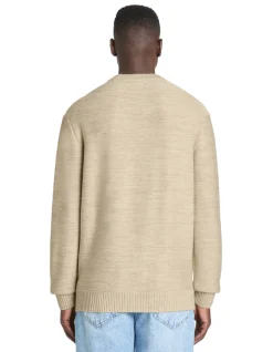 Ronde hals trui van gemengd katoen - beige