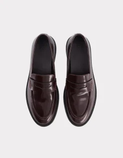 Ronde leren loafer - bruin