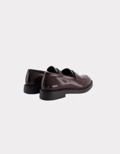 Ronde leren loafer - bruin